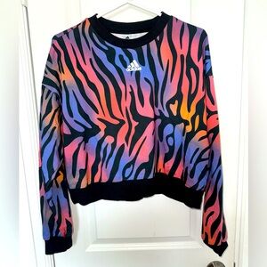 ADIDAS ZEBRA PRINT CROP SWEATSHIRT